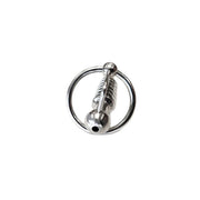 Stainless Steel Hollow Beaded Probe & Cock Ring - 1cm thick
