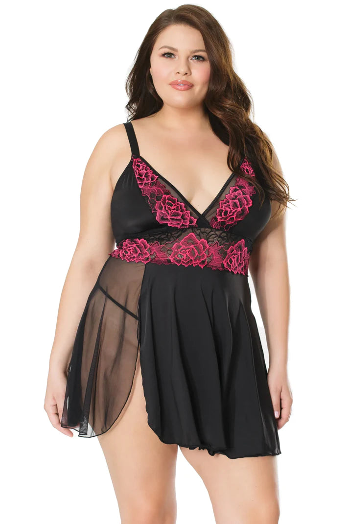Scallop Stretch Lace Babydoll