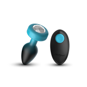 TEAL Ombre - SMALL Cheeky Charms Eluxe Vibrating  Plug With Remote - Clear Gem