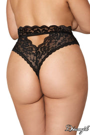 High Waist Lace Thong-Plus Size