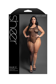 KILLIN' IT Asymmetrical footless bodystocking - QUEEN