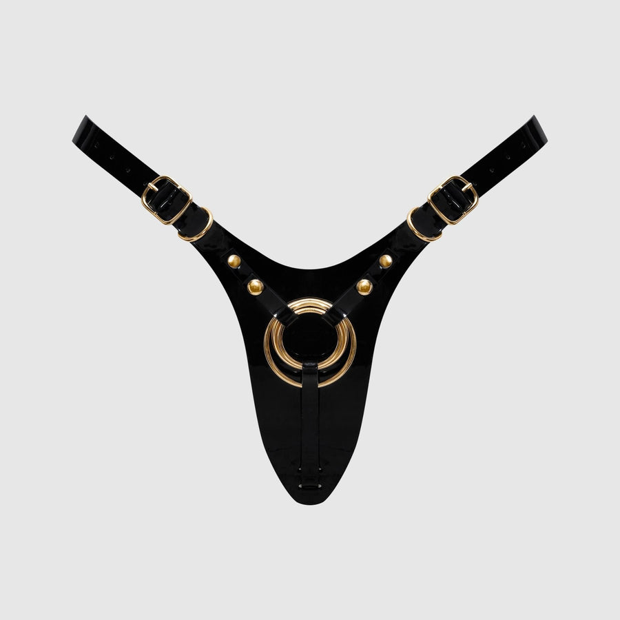LEATHERETTE HARNESS FABULOUS - ONE SIZE - BLACK GLOSSY