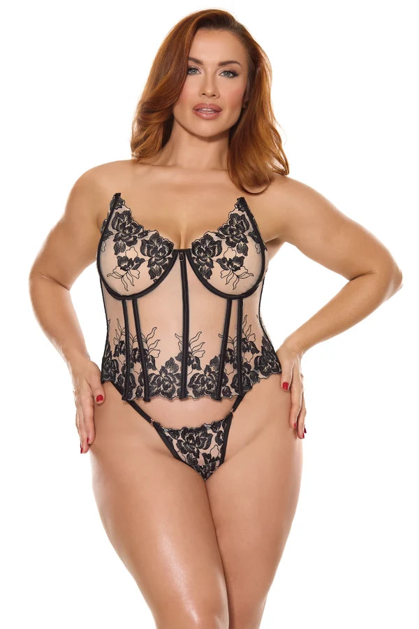 Pleasure | Fleur Noire Plus Bustier & Panty