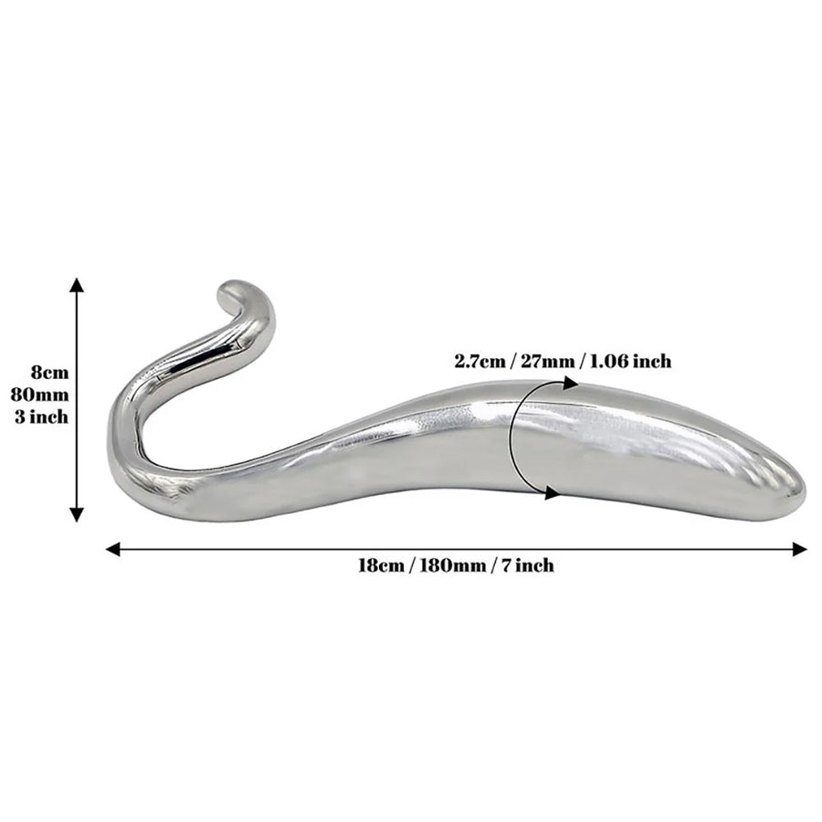 Stainless Steel Hollow Curved Wand In Case