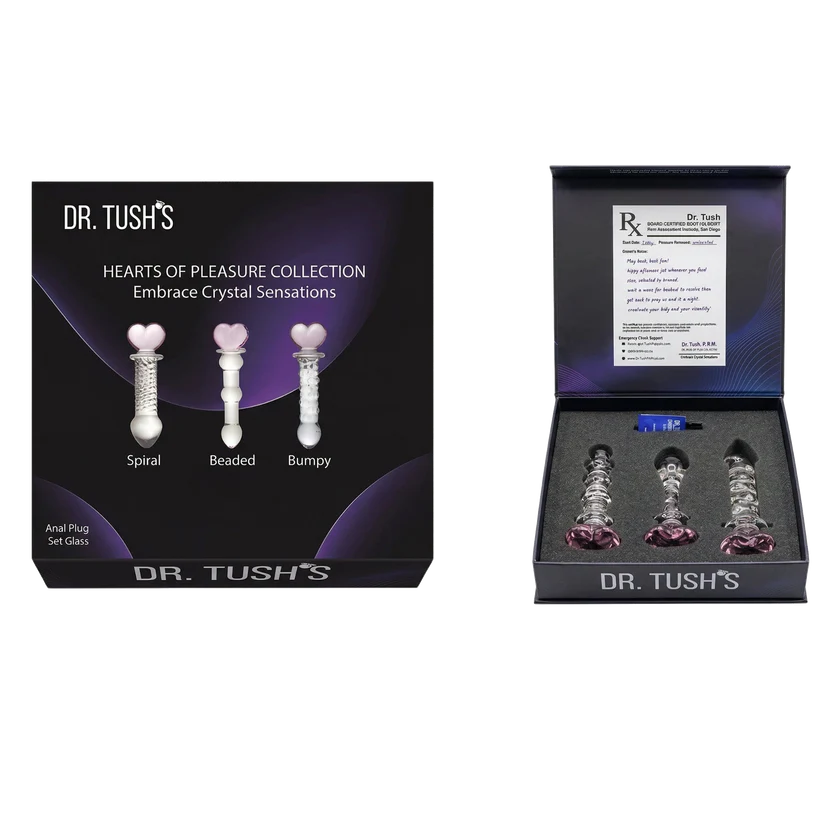 Hearts Of Pleasure - Glass Heart Anal Plugs & Dildo Trio