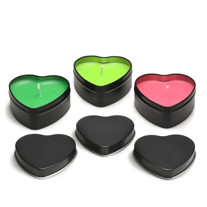Burning Heart Blacklight Reactive Heart Drip Candle Set of 3