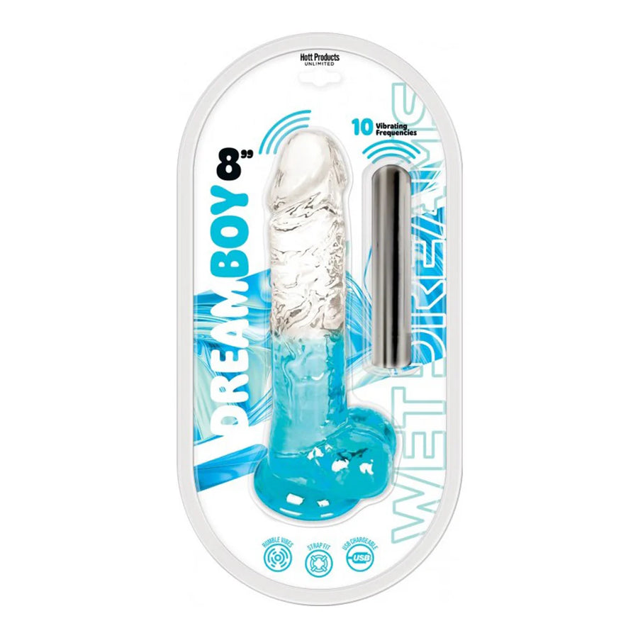 Dream Boy 8" - Jelly Vibrator - Wet Dreams Aqua