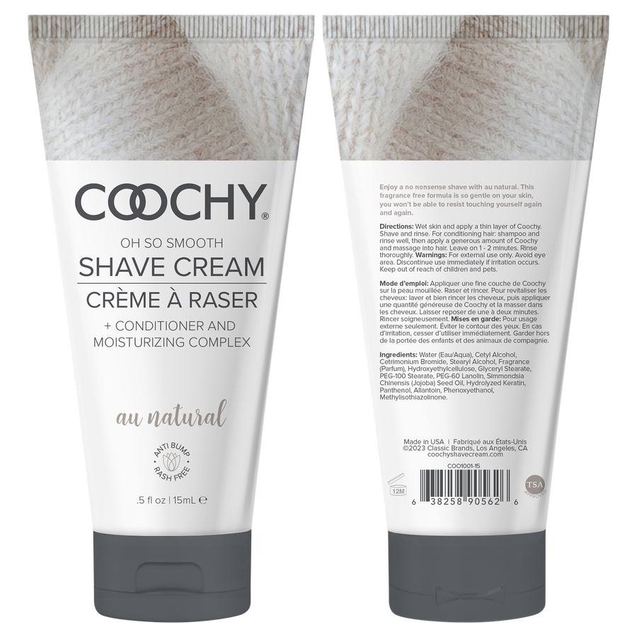 Coochy Shave Cream - AU NATURAL tube 0.5oz / 15ml