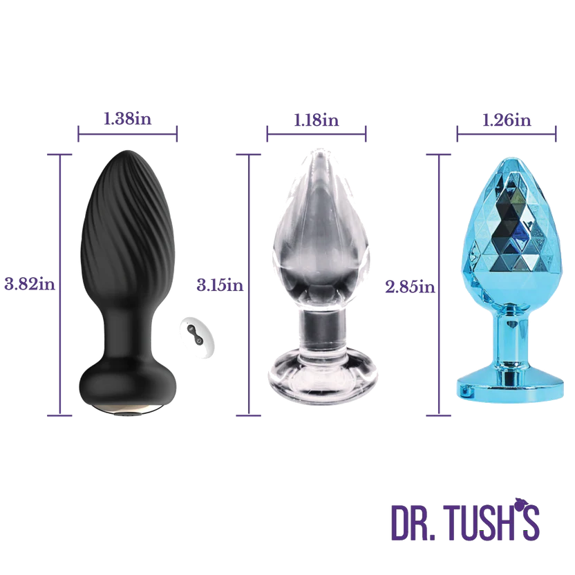 Venture Collection (Small) - Deluxe Anal Plug Set – Vibrating Silicone, Glass & Metal