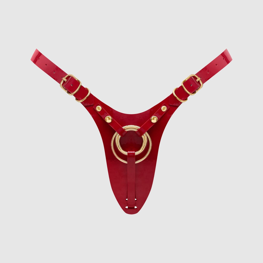 LEATHERETTE HARNESS FABULOUS - ONE SIZE - RED GLOSSY