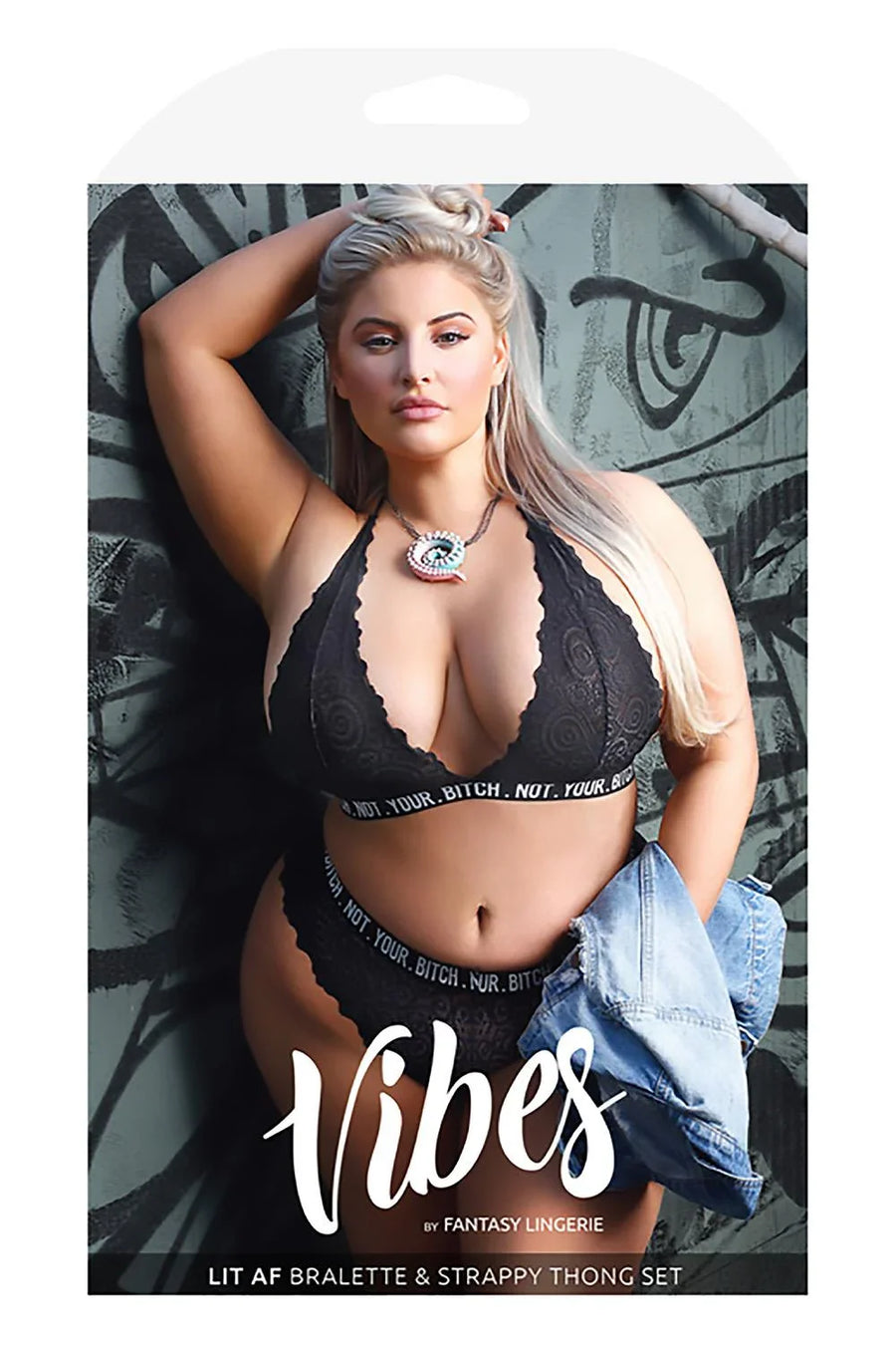 Not Your Bitch Bralette & Cheeky Panty Set - QUEEN