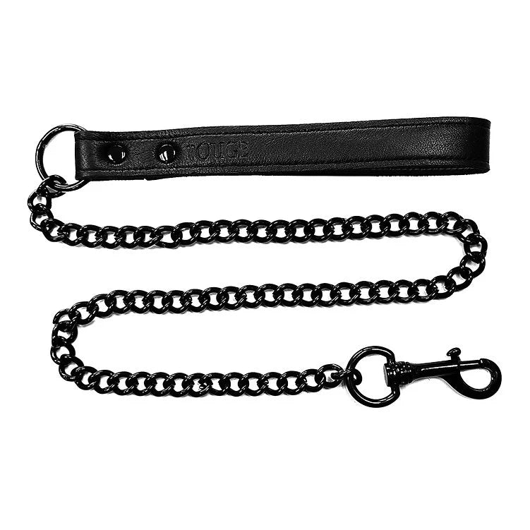 Leather Lead - Black with Black