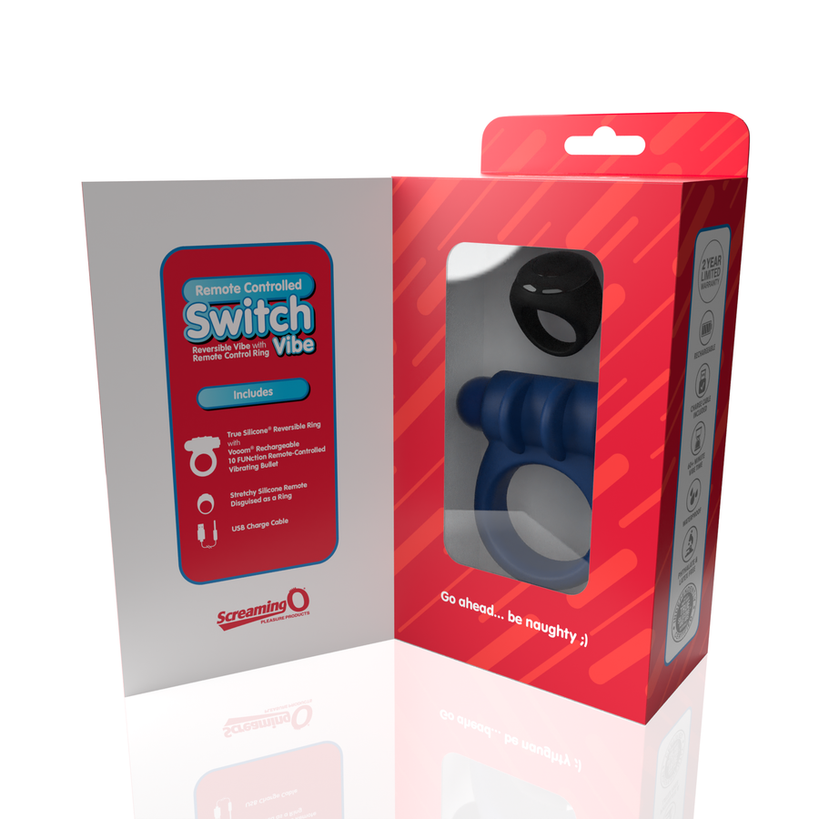 Screaming O Remote Controlled Switch Vibrating Ring - Blue