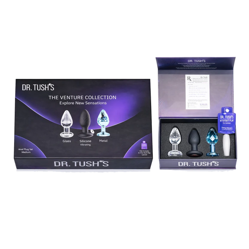 Venture Collection (Small) - Deluxe Anal Plug Set – Vibrating Silicone, Glass & Metal