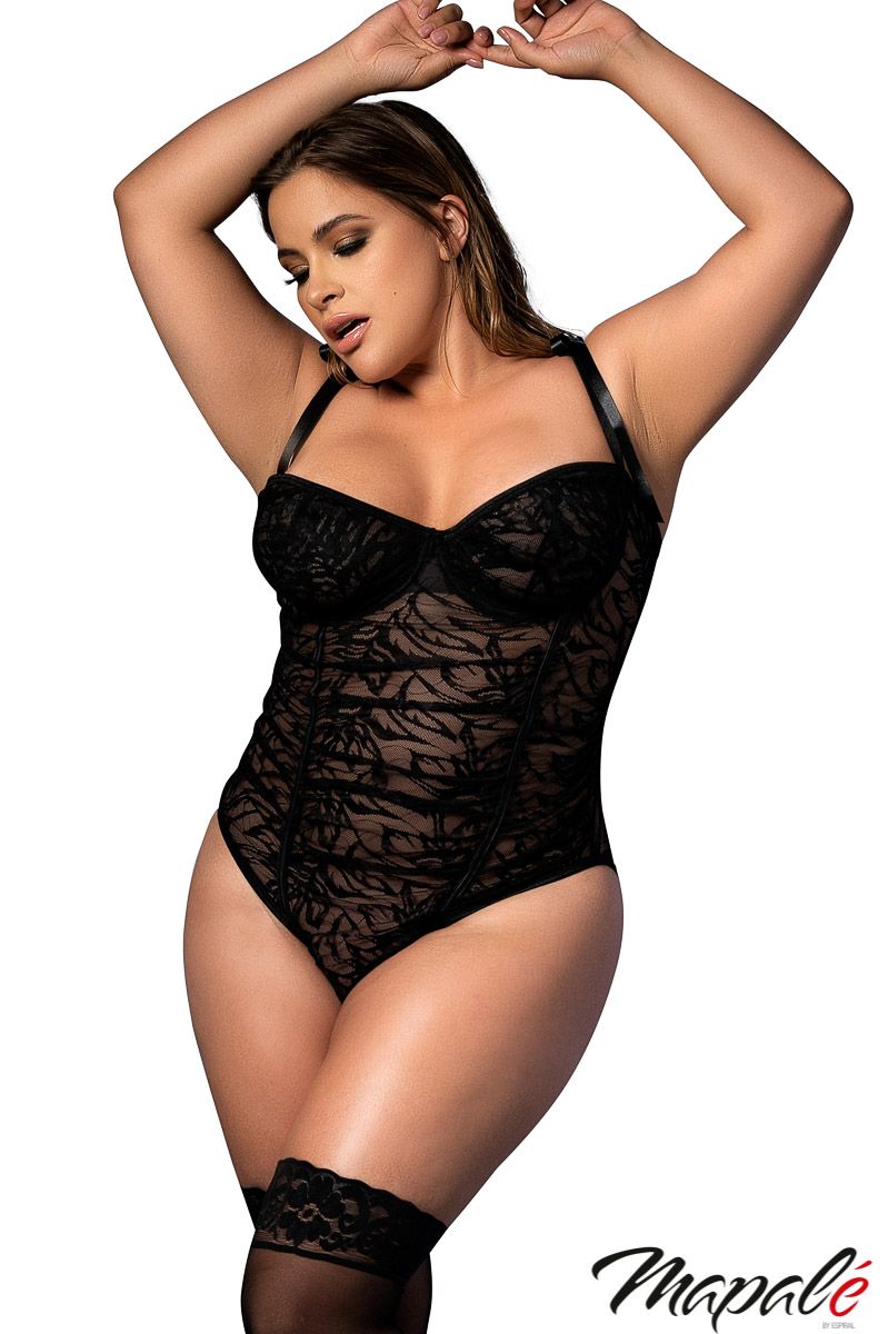 Ruched Lace Teddy-Plus Size