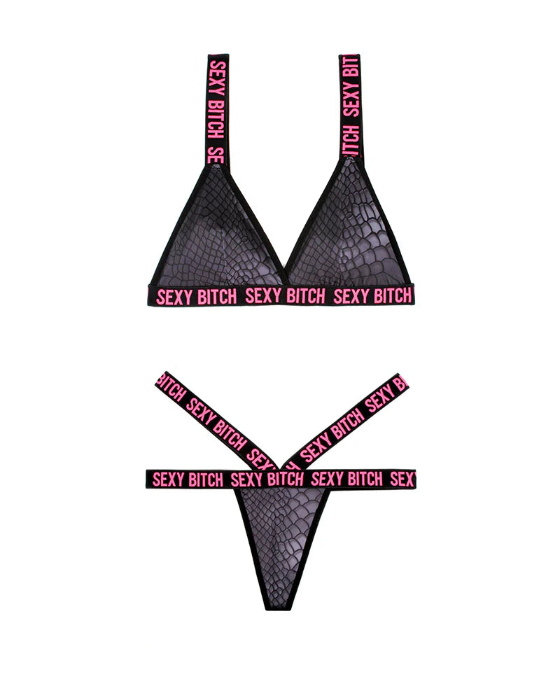 Sexy Bitch Bralette & Strappy Panty Set