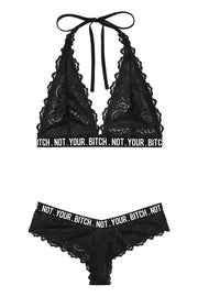 Not Your Bitch Bralette & Cheeky Panty Set - QUEEN