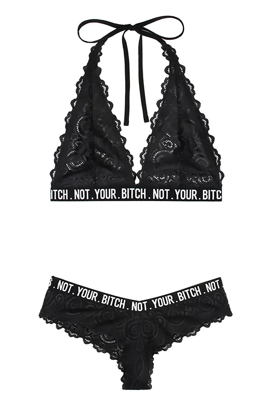 Not Your Bitch Bralette & Cheeky Panty Set - QUEEN