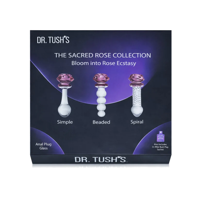The Sacred Rose Anal Plug & Dildo Glass Trio
