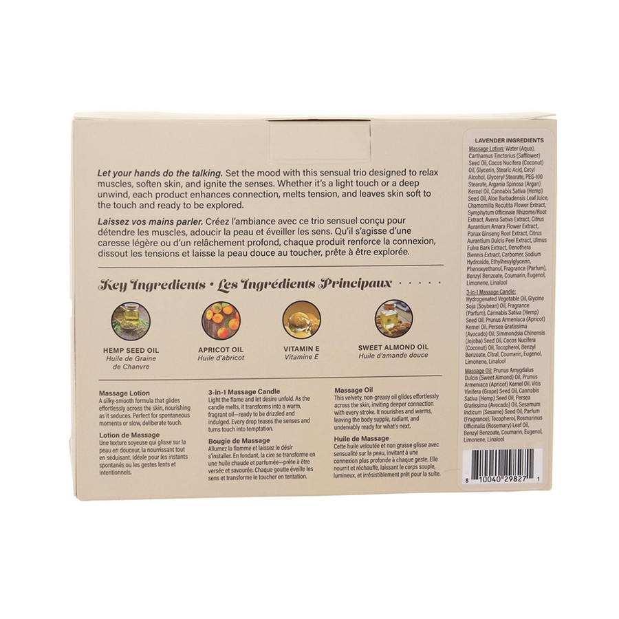 Hemp Seed Tranquility Massage Trio Gift Set - Lavender