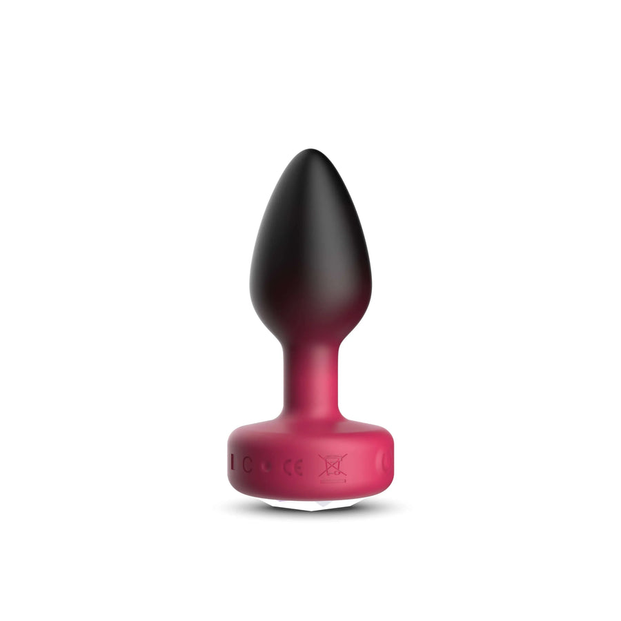 RUBY Ombre - SMALL Cheeky Charms Eluxe Vibrating  Plug With Remote - Clear Gem