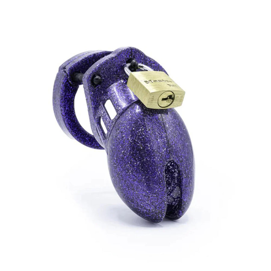 CB-6000S Cock Cage Chastity Kit - Purple Glitter