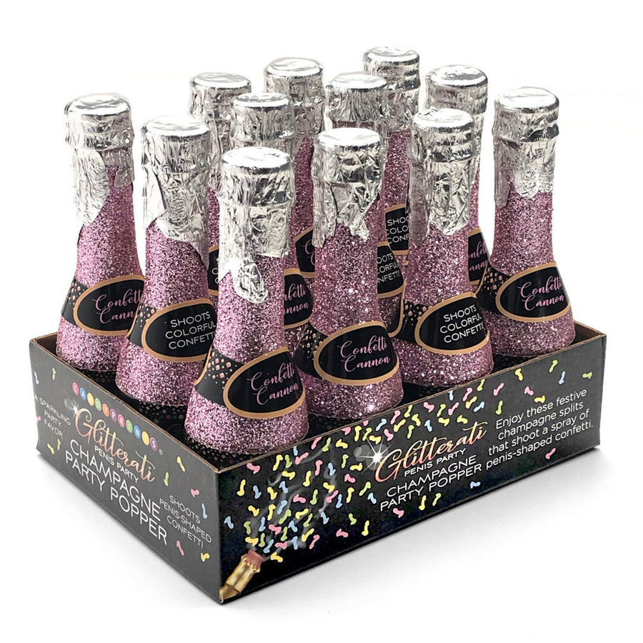 Glitterati Champagne Penis Confetti Party Poppers - 12pc display