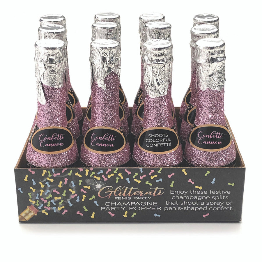 Glitterati Champagne Penis Confetti Party Poppers - 12pc display