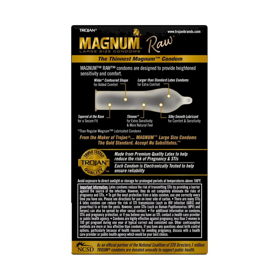 Trojan Magnum Raw Condoms - 10pk