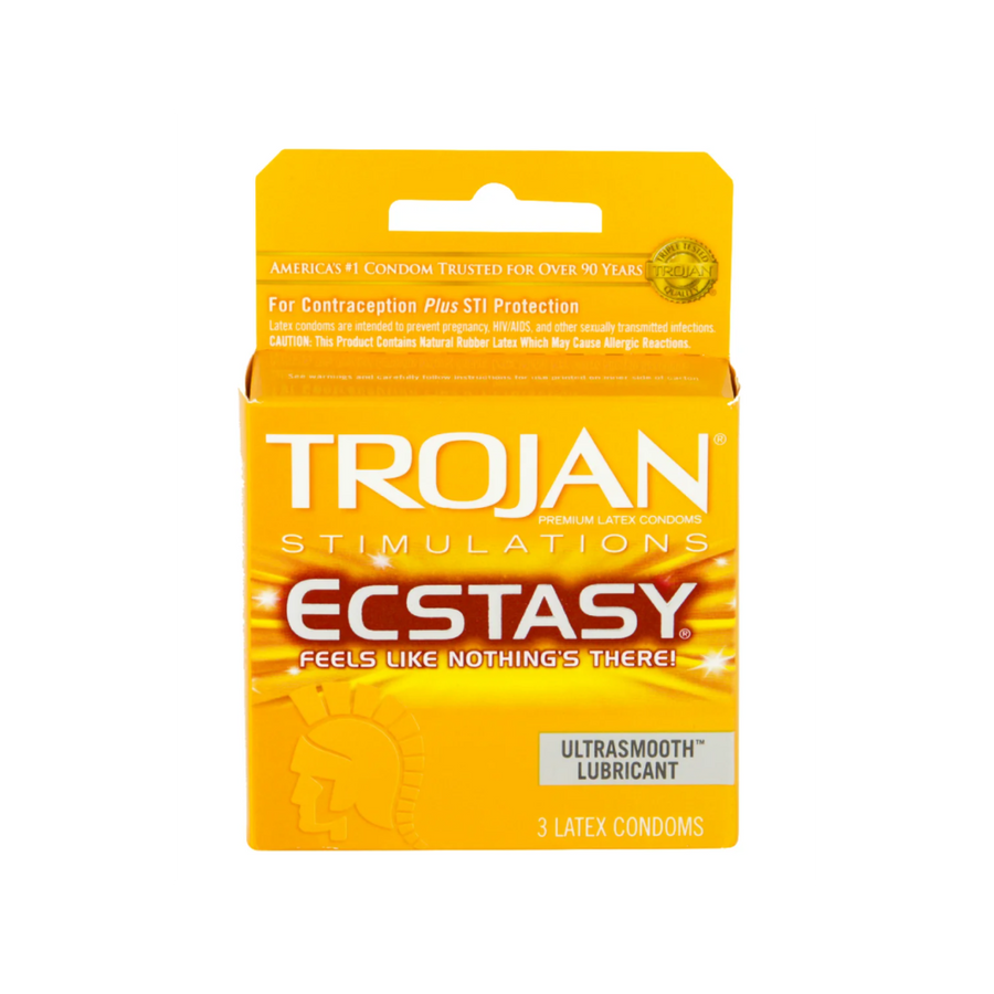 Trojan Ultra Ribbed Ecstacy Condoms 3 pk