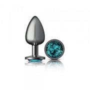 Silver Metal Plug - Round-Teal-Large