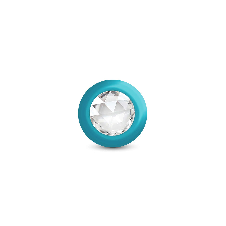 TEAL Ombre - MEDIUM Cheeky Charms Eluxe Vibrating  Plug With Remote - Clear Gem