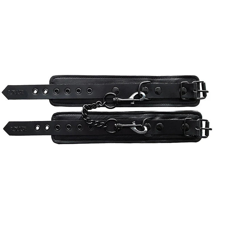 Leather Wrist Cuffs - Black with Black