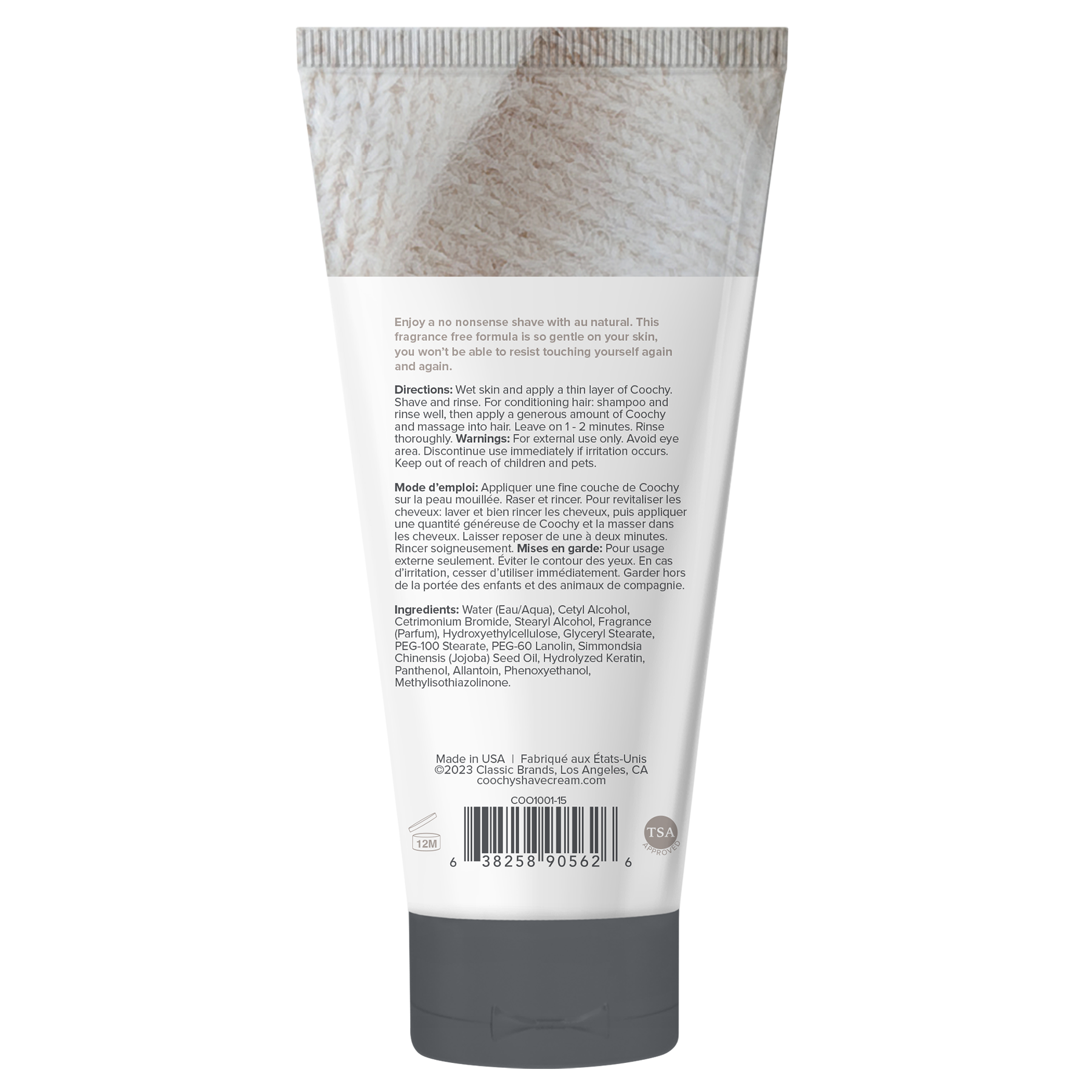 Coochy Shave Cream - AU NATURAL tube 0.5oz / 15ml