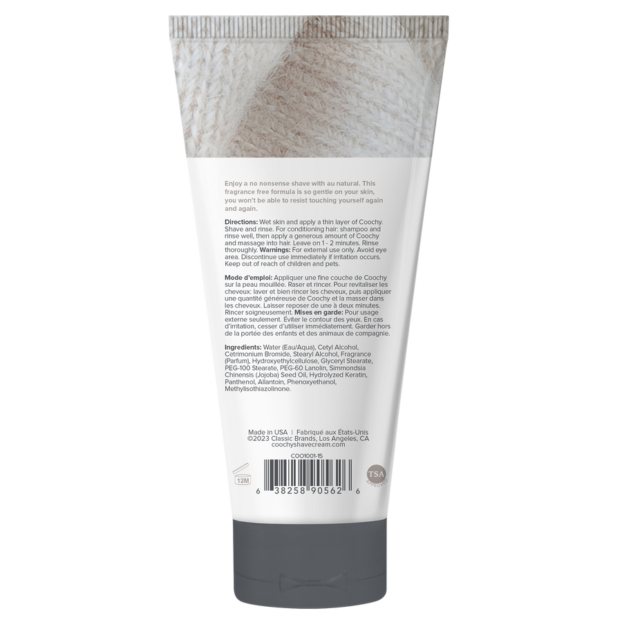 Coochy Shave Cream - AU NATURAL tube 0.5oz / 15ml
