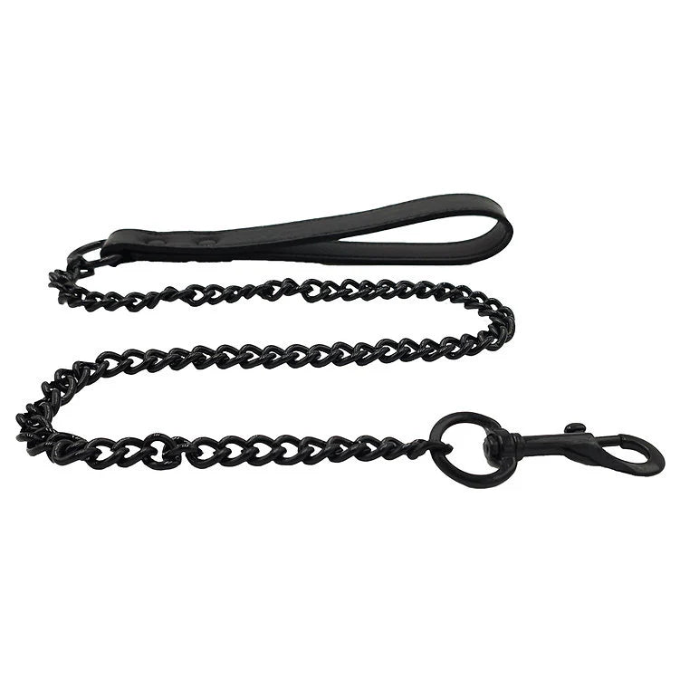 Leather Lead - Black with Black