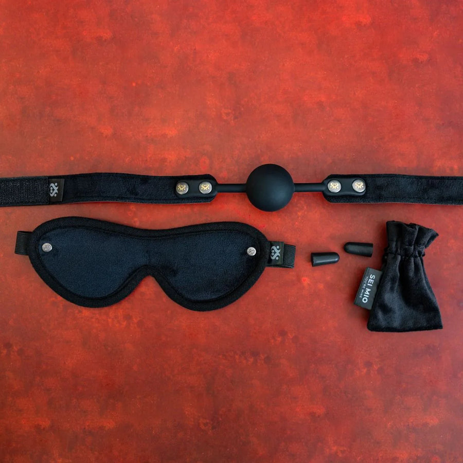 SEI MIO - Sensory Surrender - Blindfold, Gag and Earplug Kit
