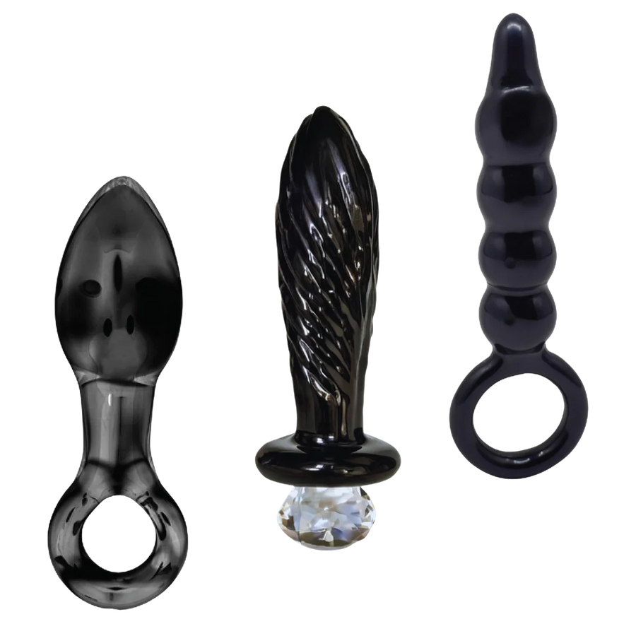 Dark Curiosity Set – All-Glass Anal Plug Trio