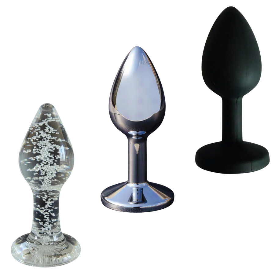 Beginner, The First Step Anal Plug Set – Glass, Metal & Silicone