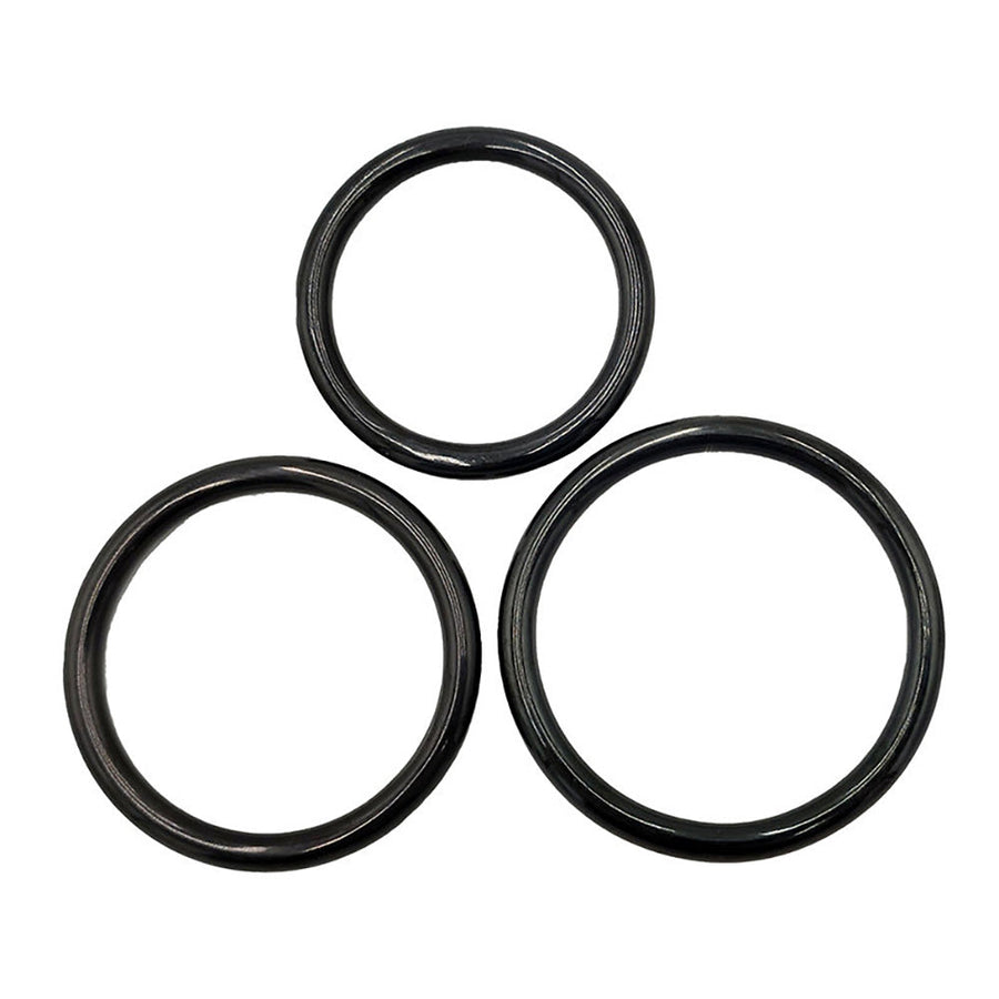 Stainless Steel 3 Piece Cock Ring Set (45/50/55mm) - Black
