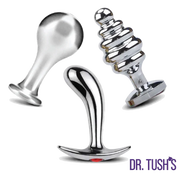 Tools of Temptation Collection (Medium) - Metal Anal Plug Trio – Classic, Curved & Beaded