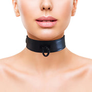 Leather Collar - Black with Black
