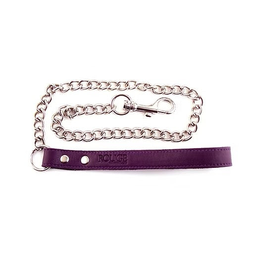 Genuine Leather Lead with Chain - Purple