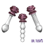 The Sacred Rose Anal Plug & Dildo Glass Trio