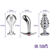 Tools of Temptation Collection (Medium) - Metal Anal Plug Trio – Classic, Curved & Beaded