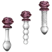 The Sacred Rose Anal Plug & Dildo Glass Trio