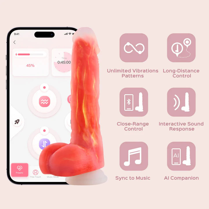 Noctura App-Enabled Thrusting Dildo - Pink