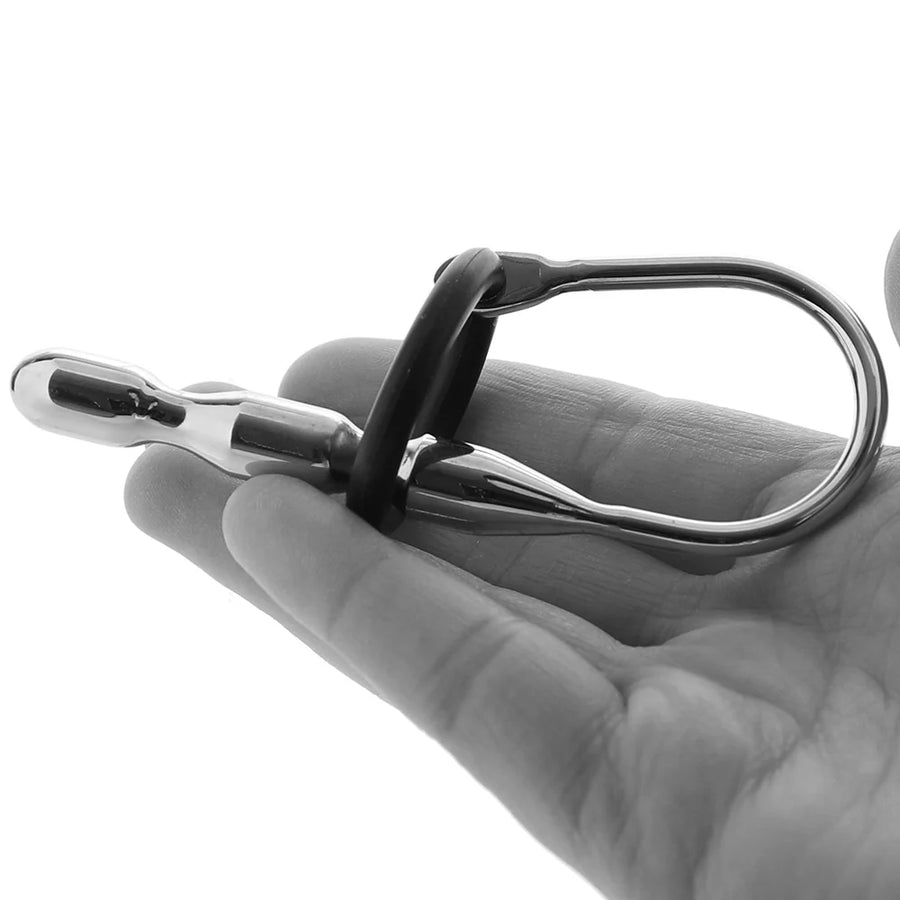 Ouch! 10mm Steel Urethral Sounding Plug with Silicone Ring