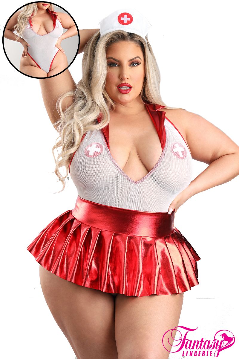 4PC Sexy Nurse Set-Plus Size