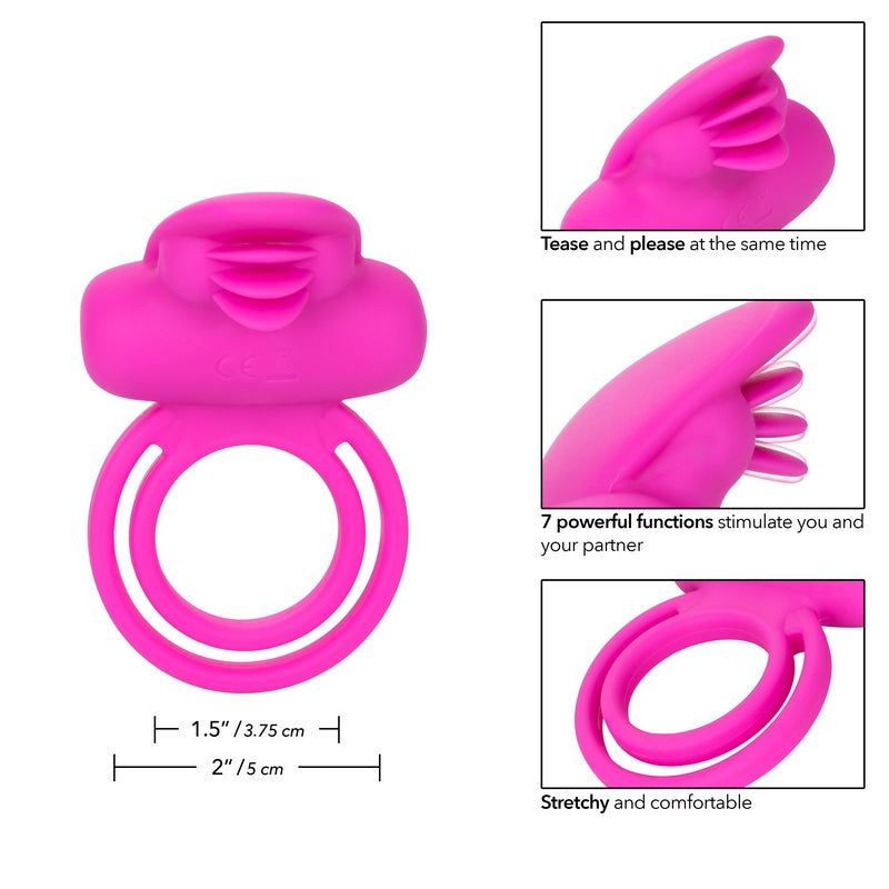 Silicone Rechargeable Dual Clit Flicker Pink